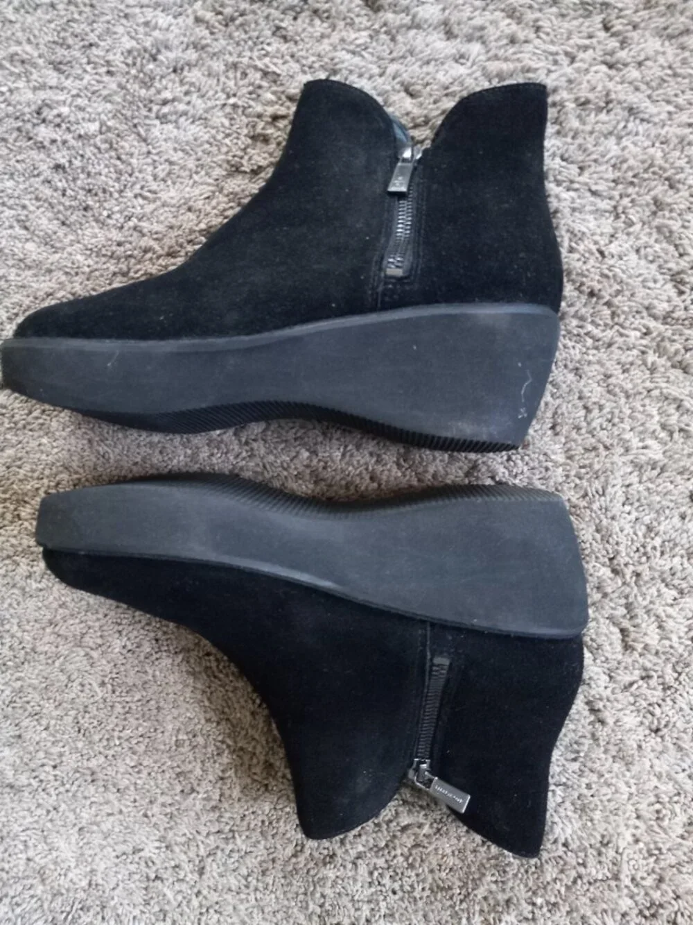 Kenneth Cole Reaction Black Zipper Felt Boots NEW 6.5